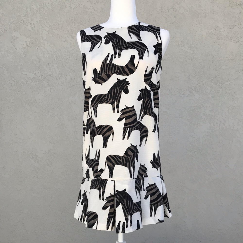 Zebra Printed Pleated Dress